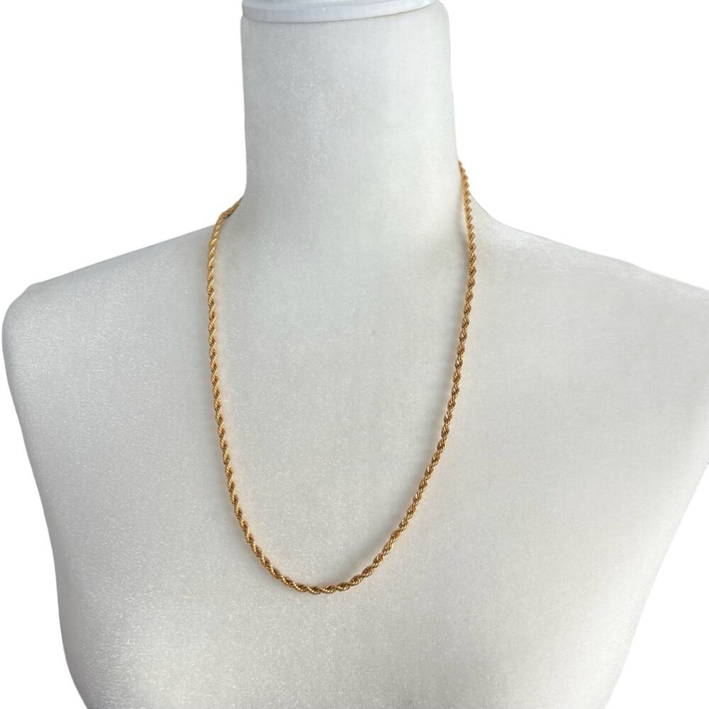 Vintage 90s Napier Gold Tone Twist 24in Chain Necklace